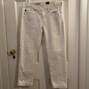 AG Adriano Goldschmied Women's White Denim Stevie Roll-up Cuffed, Size 28R